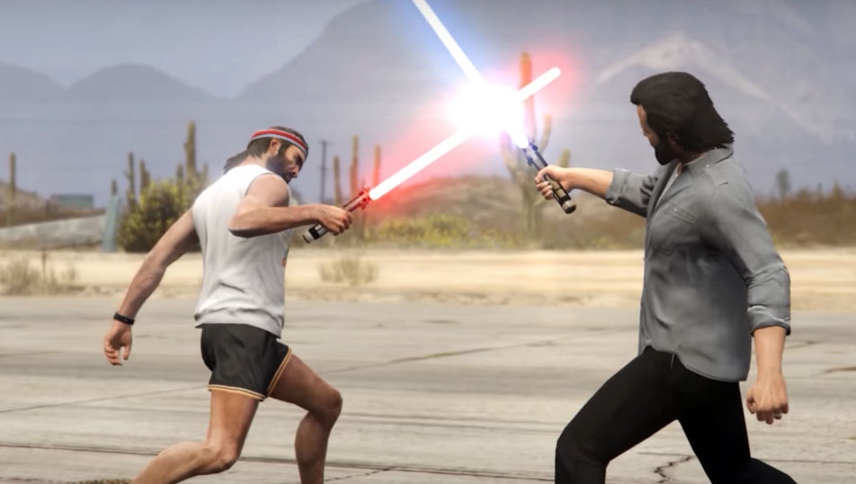 GTA V na miecze świetlne! Darth Trevor vs Michael Kenobi