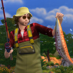 Wędkarz z The Sims 4 łowi rybę