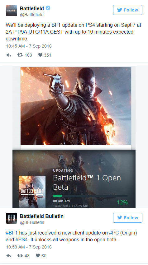 Battlefield 1 beta patch
