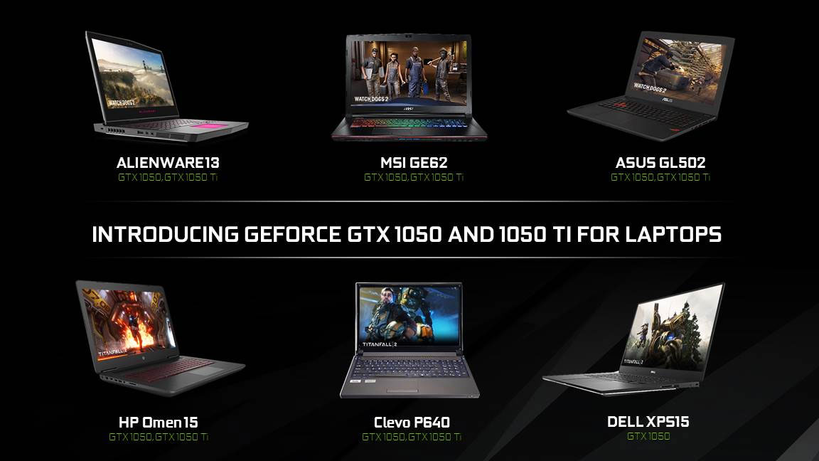 Laptopy z kartami graficznymi GeForce GTX 1050 Ti oraz GTX 1050.