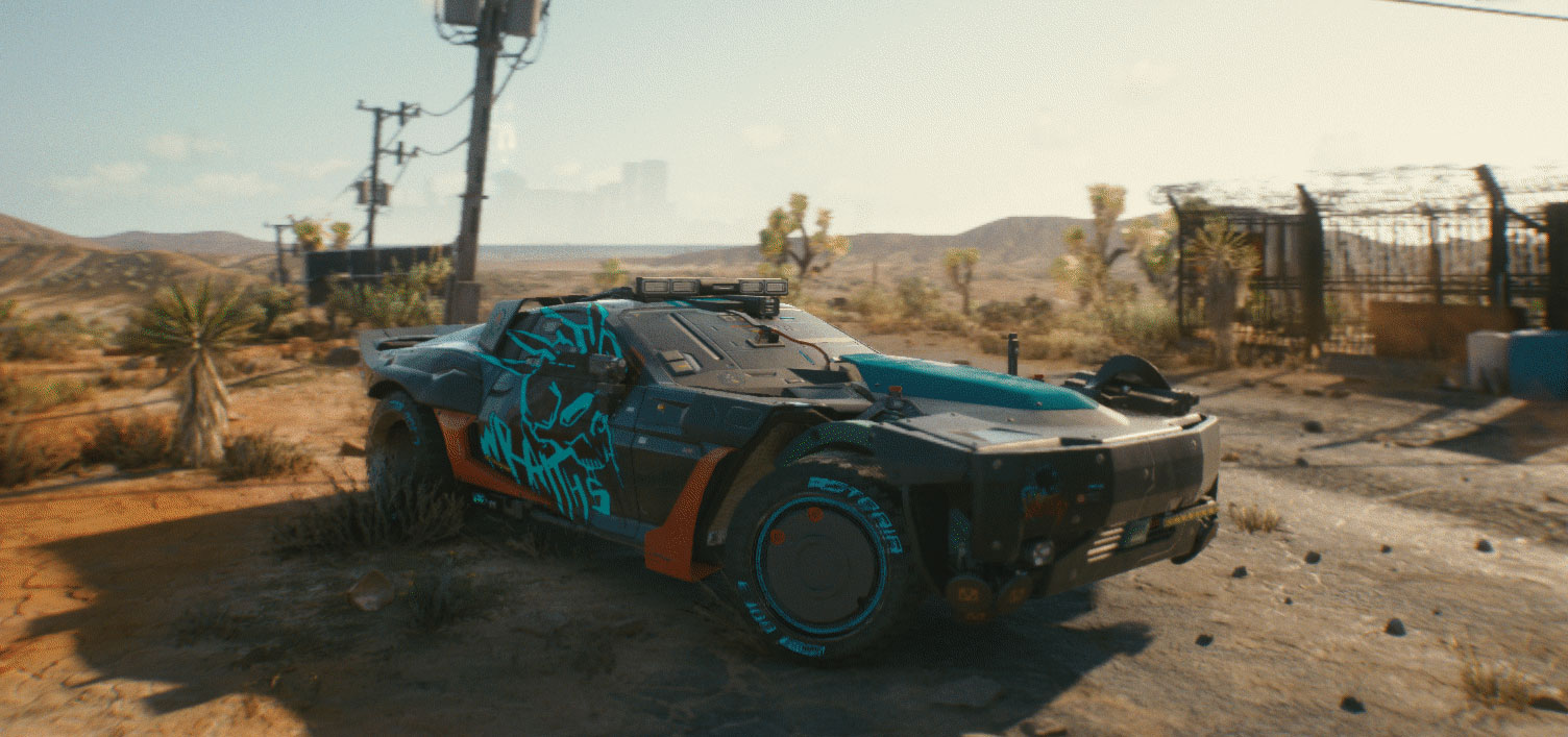 Cyberpunk 2077 na krótkim wideo. Pustynia i samochód rodem z Mad Max