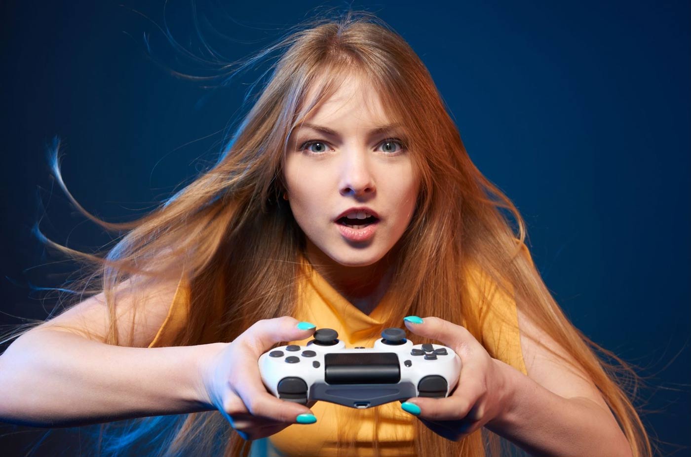 PS4 Dziewczyna grająca na PlayStation