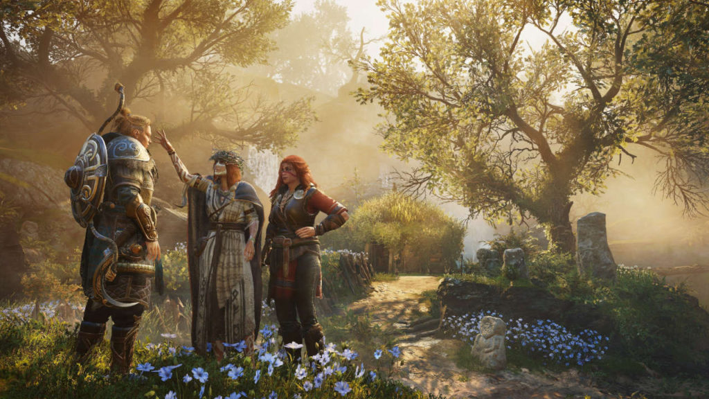 Assassin's Creed Valhalla DLC Screen spokojna pogadanka bohaterów na łonie natury
