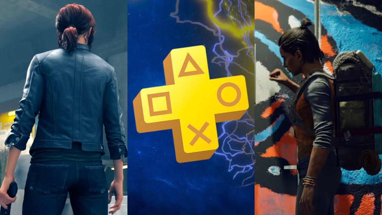 bohaterka z Control stoi tyłem z bronią, logo PS Plus, Danii z Far Cry 6 puka w drzwi (1)