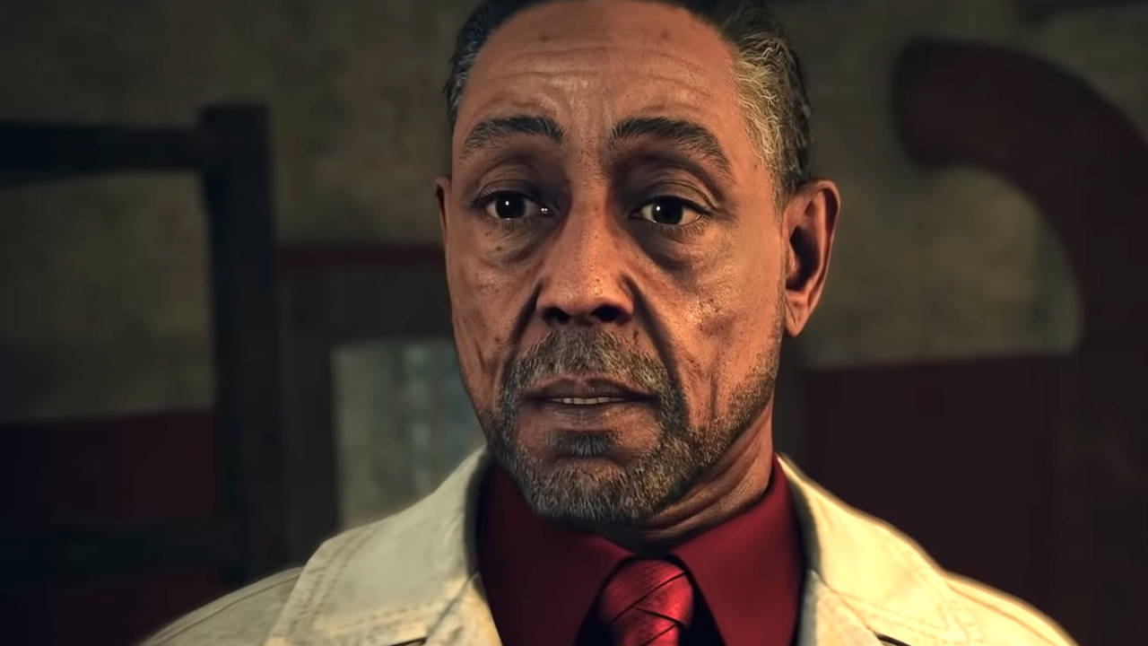 Far Cry 6 - główny antagonista gry ze zdziwioną twarzą