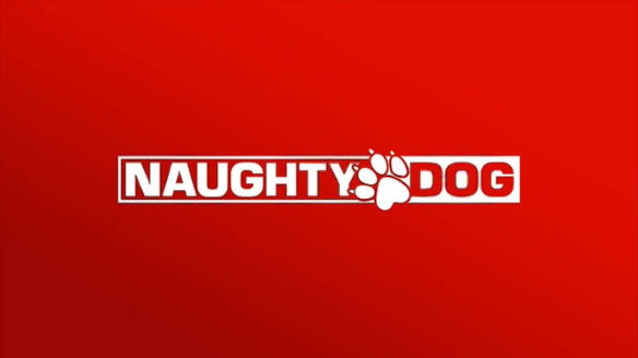 Naugty Dog logo na czerwonym tle