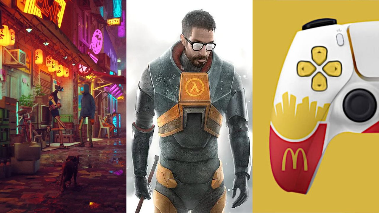 kot w cyberpunkowym świecie, Gordon Freeman z Half Life 2, DualSense z grafikami McDonald's