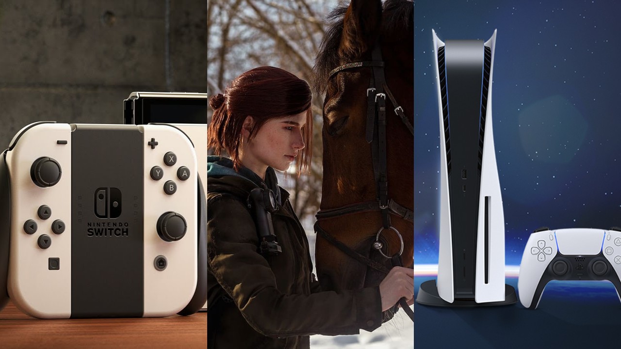 DoGRYwka - konsola Nintendo Switch OLED, cosplay Ellie z koniem i konsola PS5 z padem Dualsense