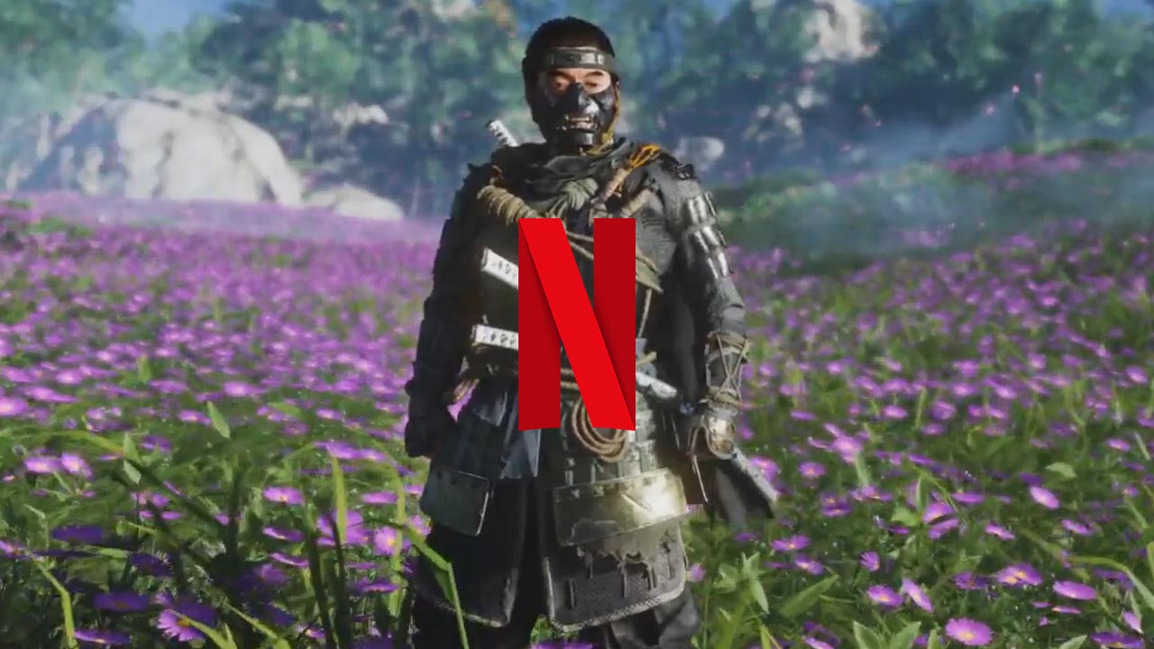 Ghost of Tsushima od PlayStation z logo Netflix