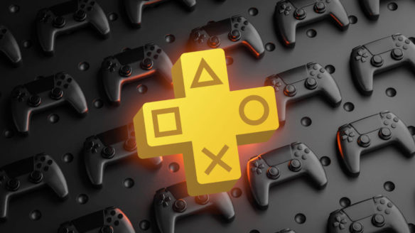 PS Plus listopad 2021 - logo i kontrolery dualsense