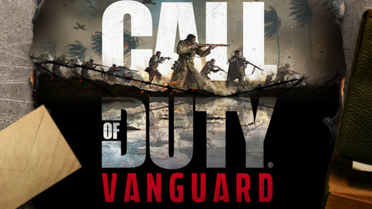 Call of Duty Vanguard - logo gry na biurku i list