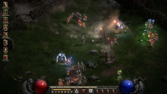 Diablo 2 Resurrected - kadr z gry, gdy bohater walczy z przeciwnikami