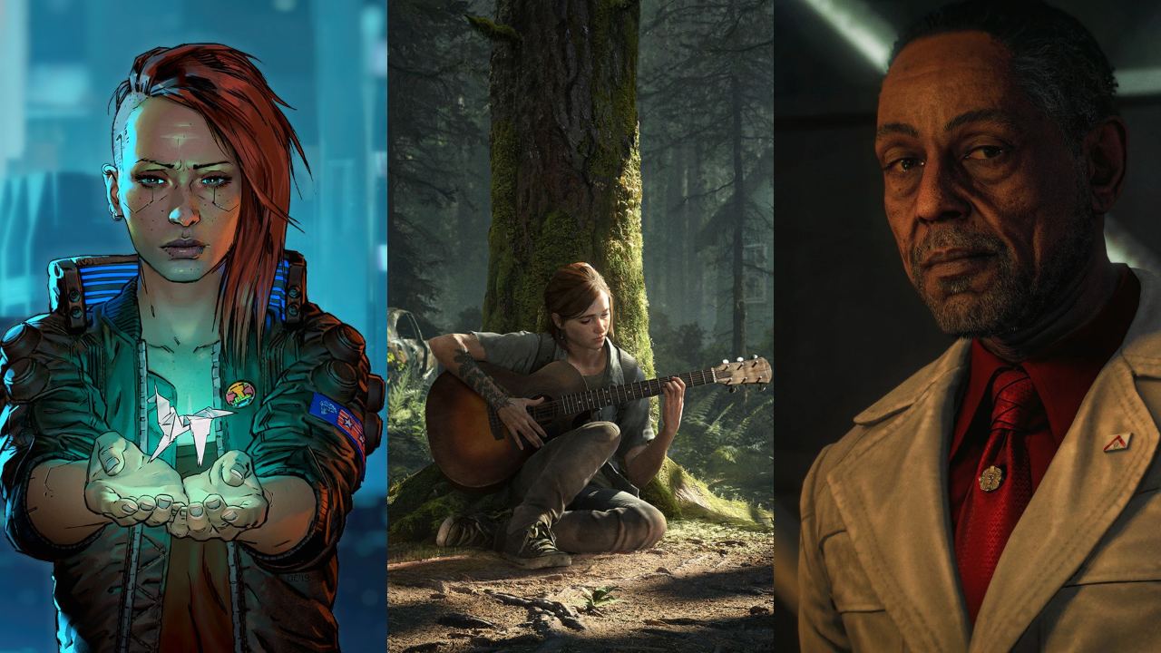 DoGRYwka - Vi z Cyberpunk trzyma w rękach origami, Ellie z The Last of Us 2 gra na gitarze pod drzewem, dyktator z Far Cry 6 krzywo patrzy