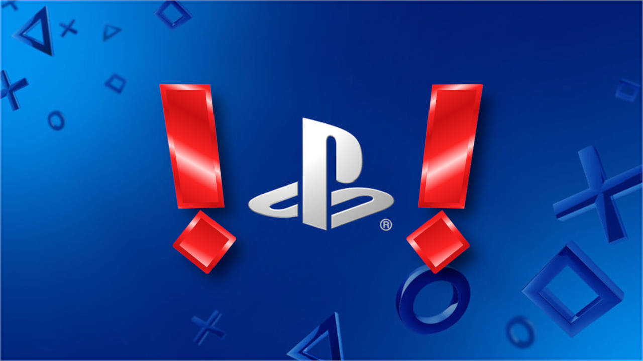 PlayStation logo i 2 czerwone wykrzykniki