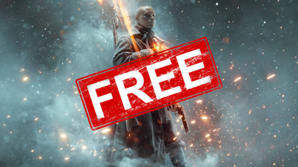 Battlefield 1 W imię cara - żołnierz z karabinem dumnie stoi, a na nim ogromny stamp z napisem "Free"