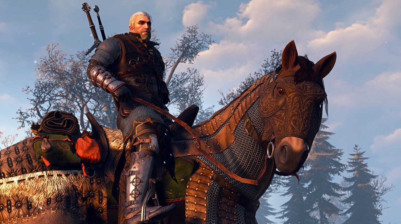 Geralt w zbroi siedzi na Płotce.