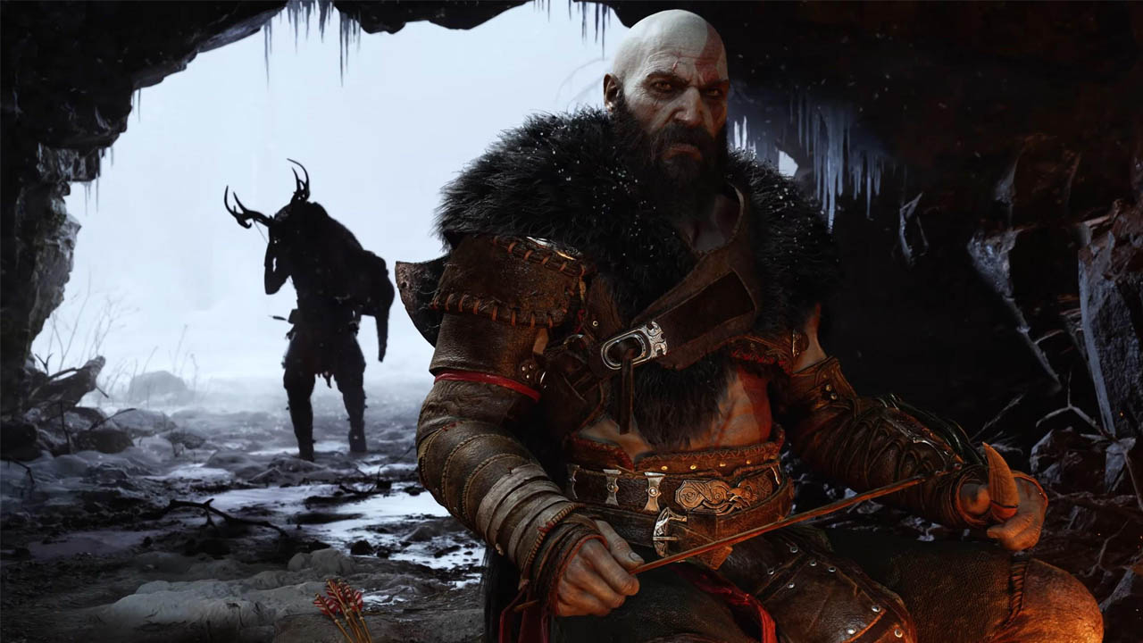 God of War Ragnarok - Kratos i Atreus z jeleniem