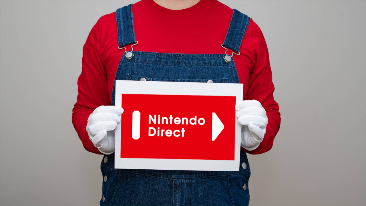 Nintendo Direct - Mario trzyma kartkę z logo pokazu- PG