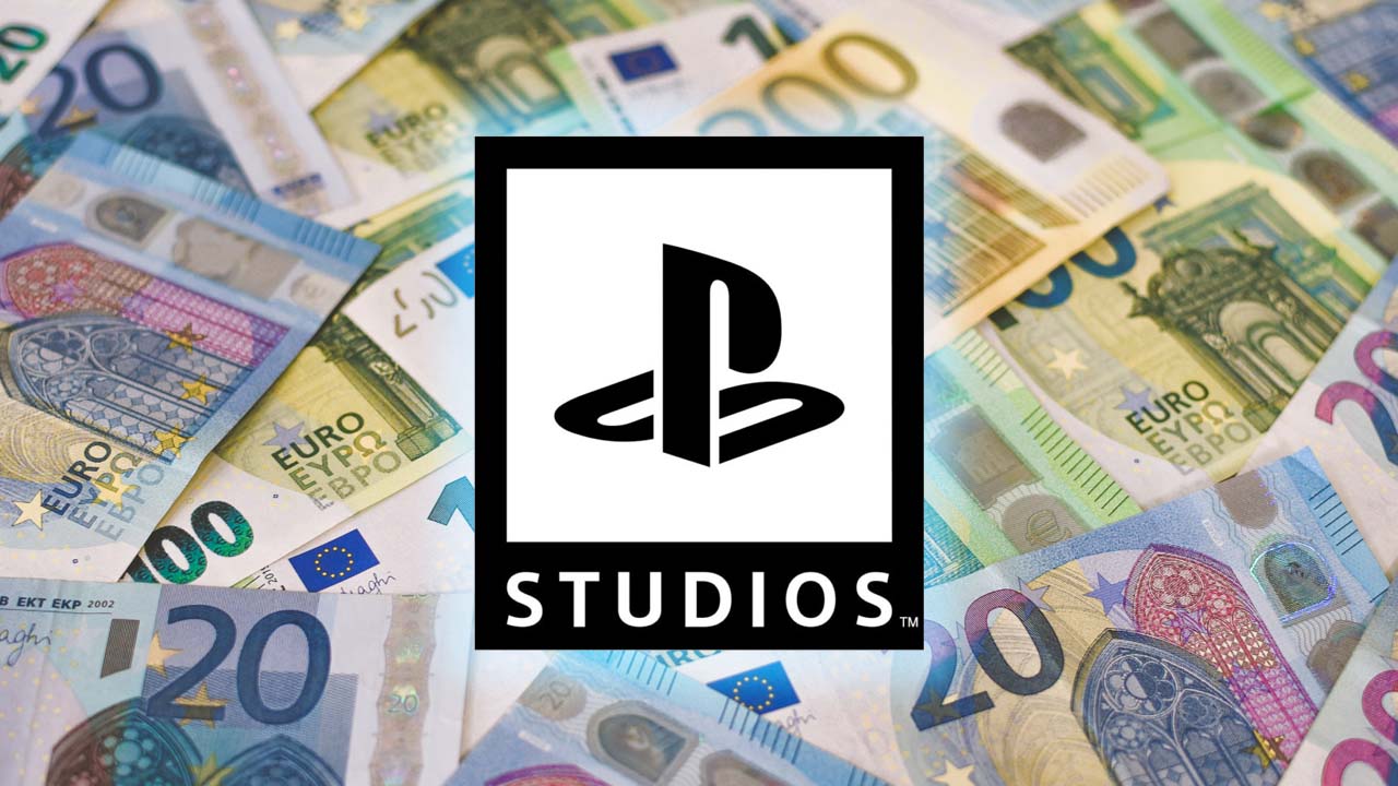 Logo PlayStation Studios na tle pieniędzy