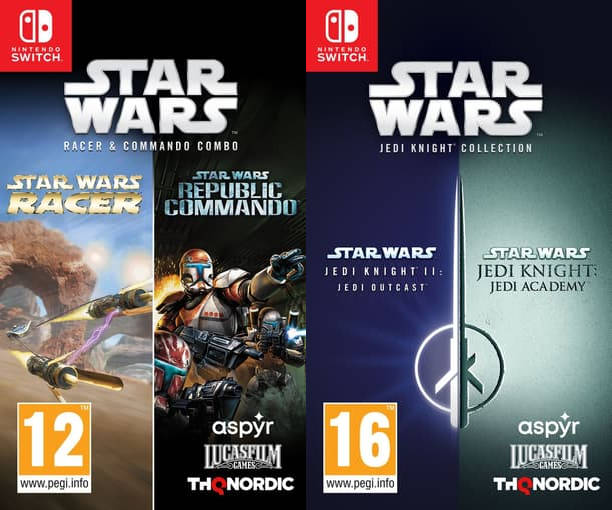 Star Wars - okładki Star Wars Jedi Knight Collection oraz Star Wars Racer and Commando Combo na Nintendo Switch