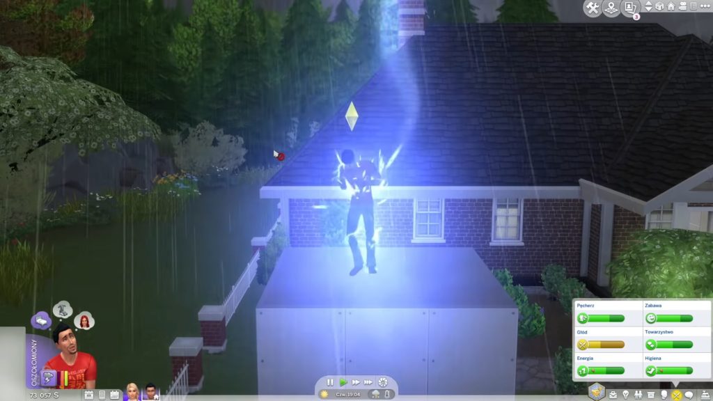 The Sims 4 - piorun uderzający w postać