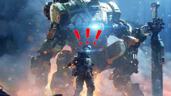 Titanfall 2 - mech i postać z wykrzyknikami nad głową