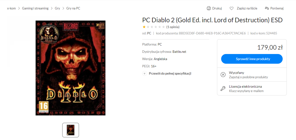 Diablo II w ofercie X-Kom