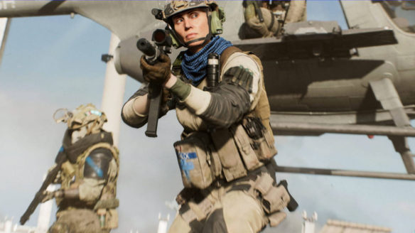 Battlefield 2042 - Hazard Zone - żołnierze wyskoczyli z helikoptera i idą w kierunku pola walki