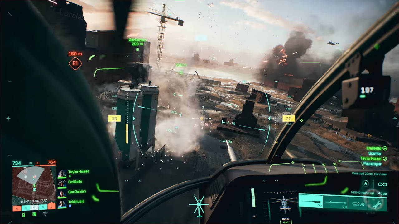 Battlefield 2042 - nowy gameplay - strzelanie z działka helikoptera