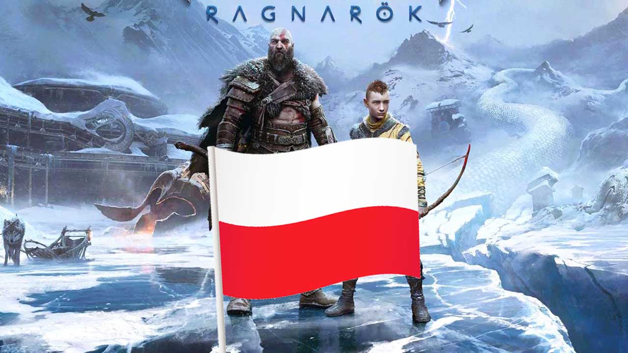 God of War Ragnarok z flagą Polski