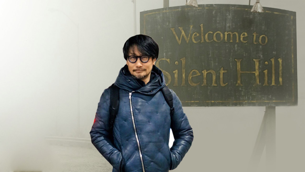 Hideo Kojima przy znaku Silent Hill