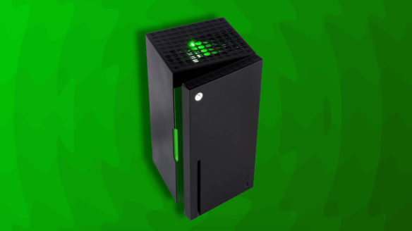 Mini lodówka Xbox na zielonym tle