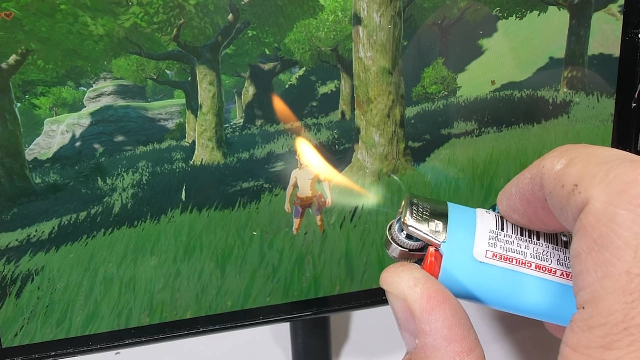 Nintendo Switch OLED - podpalanie zapalniczką ekranu
