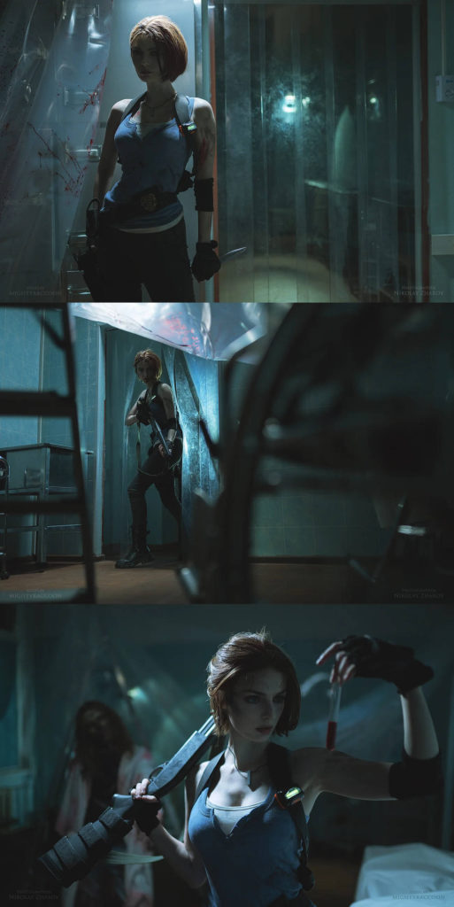Resident Evil Cosplay - Jill Valentine - wchodzi do pomieszczenia z dziwną fiolką