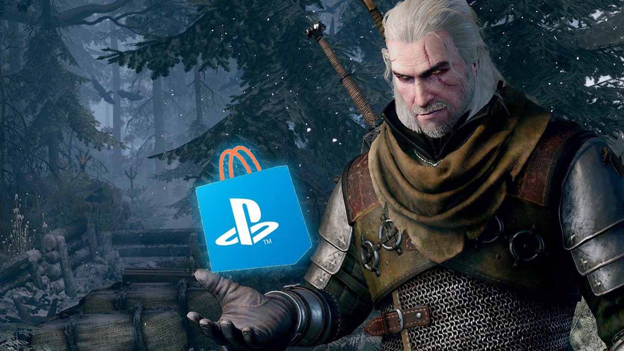 Wiedźmin Geralt i logo PS STore
