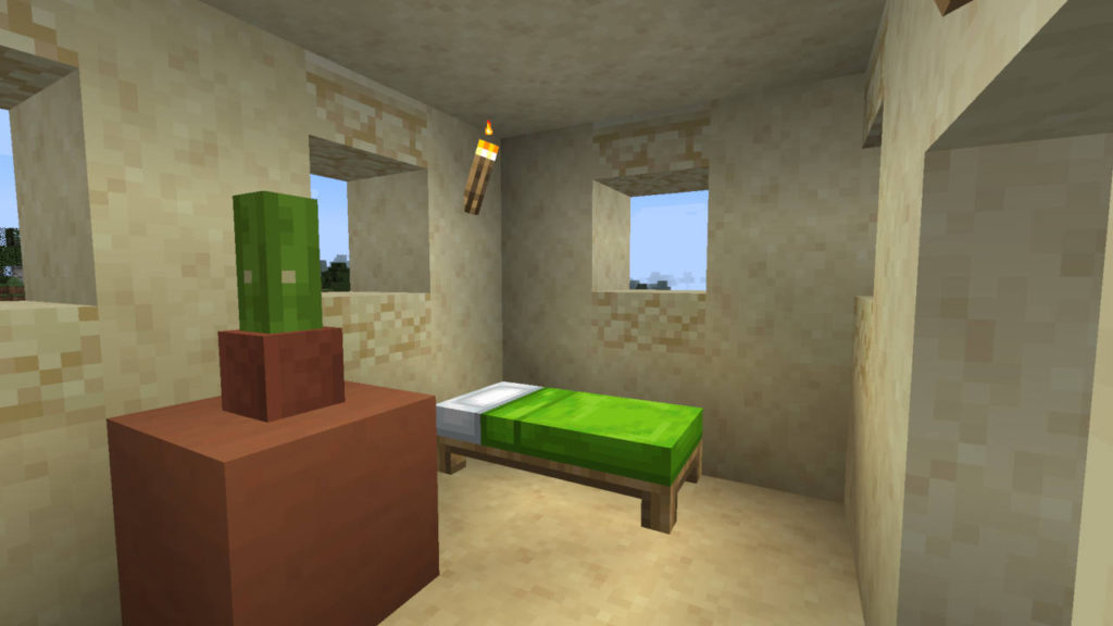 Minecraft - łóżko w piaskowej wiosce