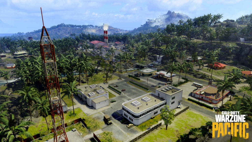 Call of Duty Warzone Pacific - Caldera - panorama z góry