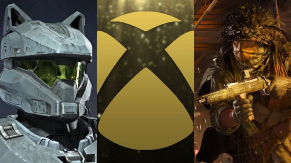 żołnierz z Halo Infinite w kocich uszkach, logo Games with Gold, żołnierz z Call of Duty: Warzone/Vanguard