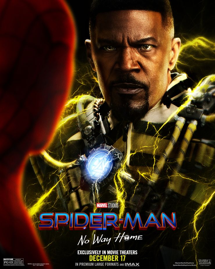 plakat filmu Spider-Man: Bez drogi do domu przedstawiający Jamie'ego Foxxa jako Electro