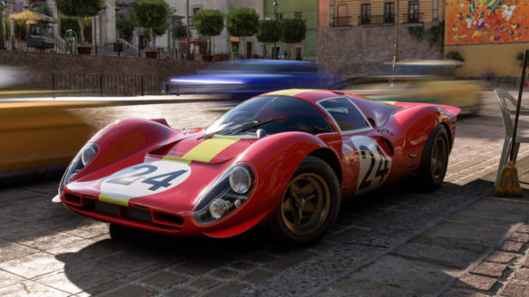 Forza Horizon 5 - czerwony samochód sportowy stoi w mieście