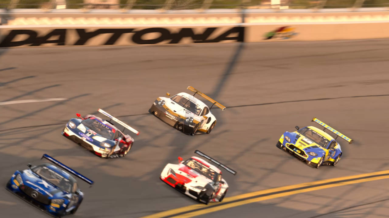 Gran Turismo 7 - Daytyona International Speedway - wyścig samochodów po torze wyścigowym