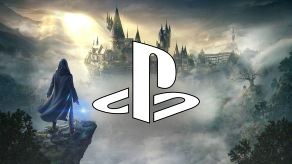Logo PlayStation i grafika z Hogwarts Legacy