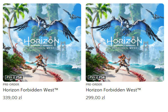 Horizon Forbidden West - PS Store - tańsza i droższa wersja