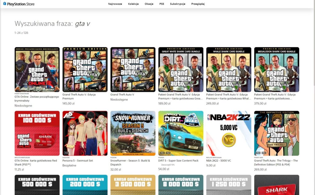 GTA V - edycje dostępne w przeglądarce