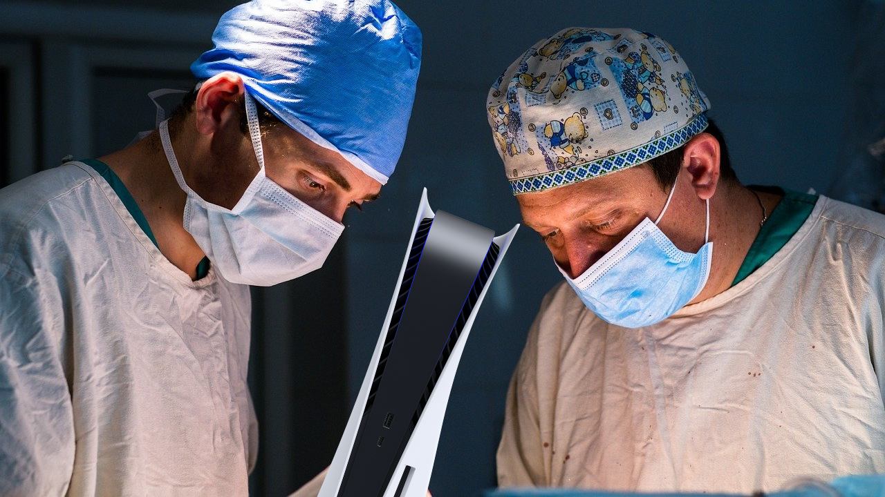 Lekarze w trakcie operacji i PS5
