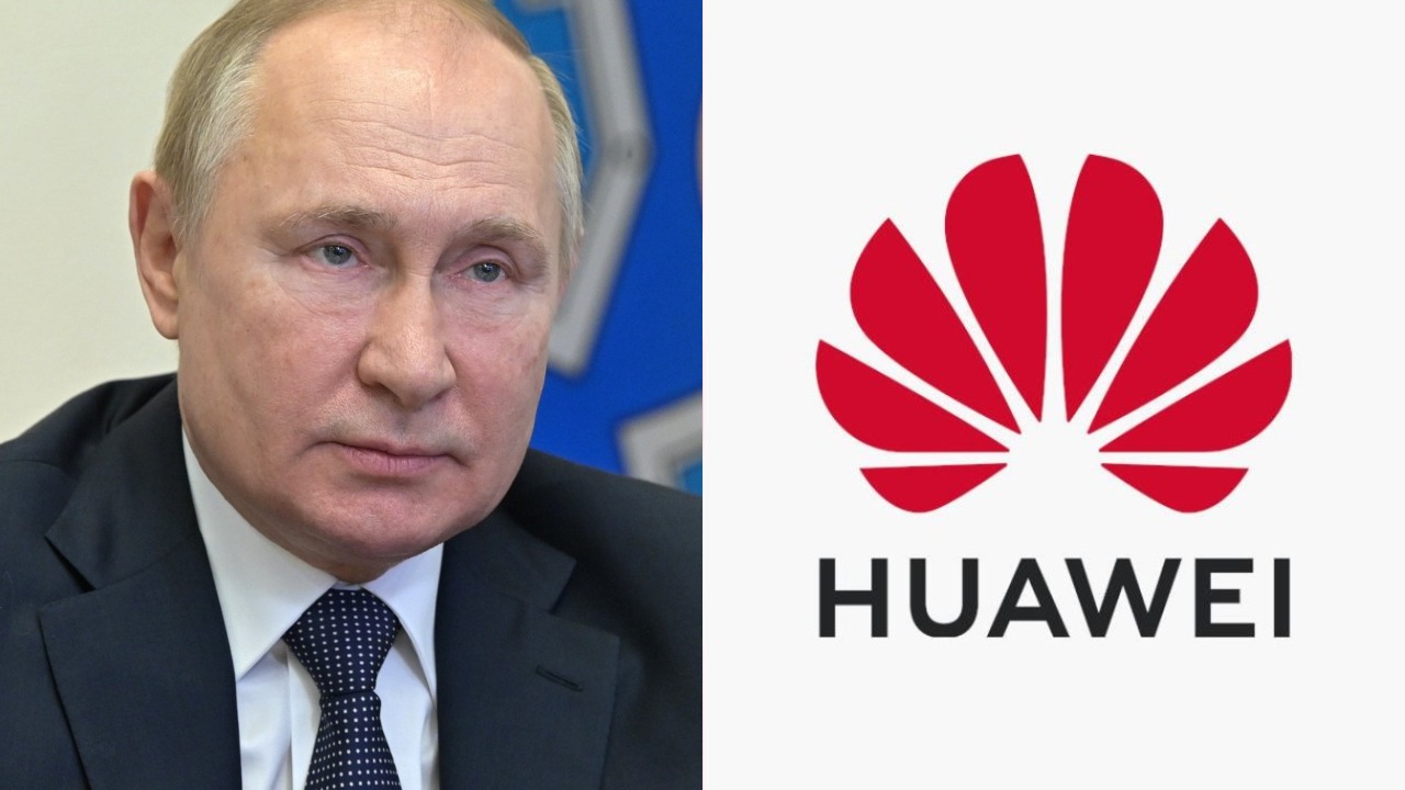 Rosja - logo Huawei - Władimir Putin