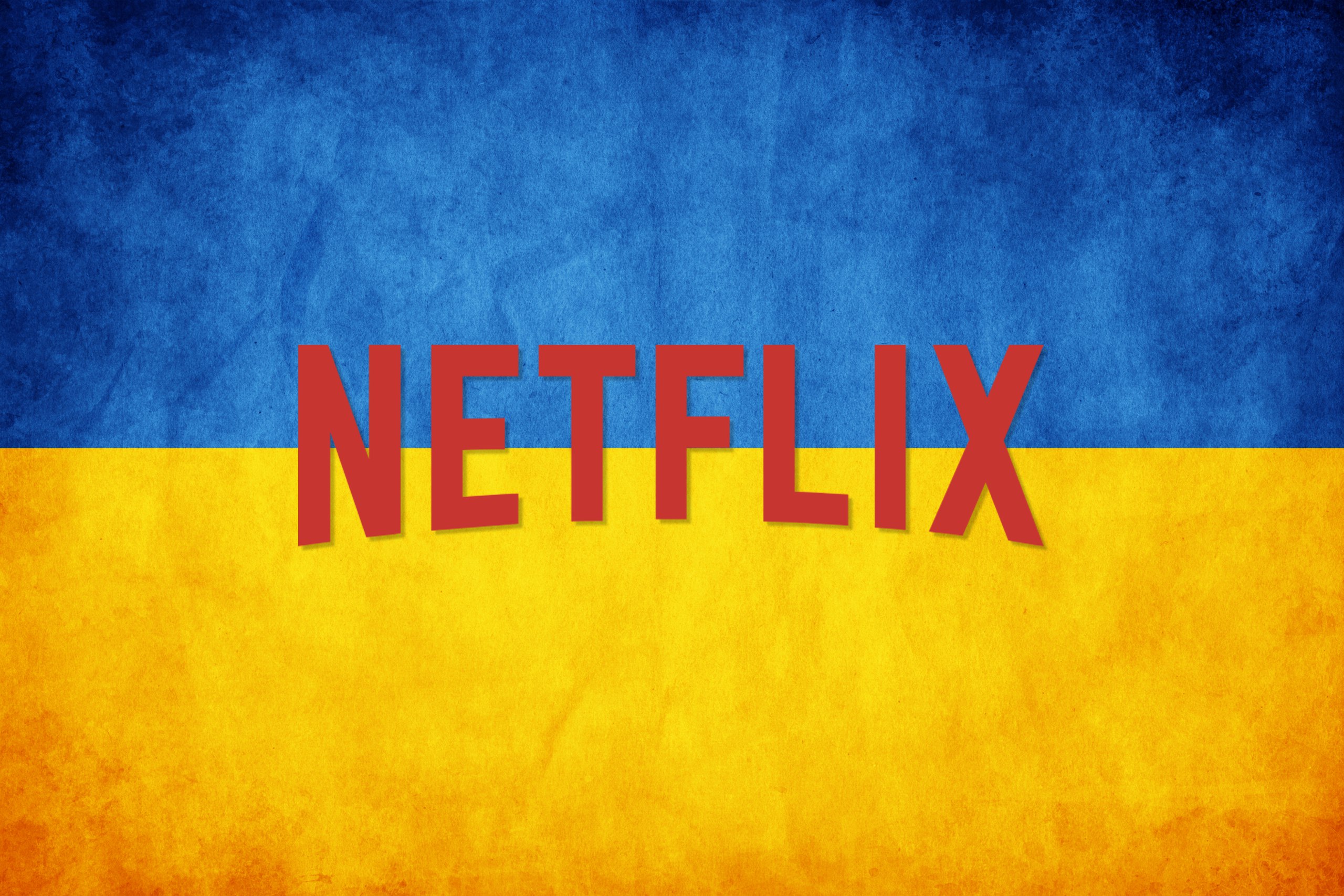 logo Netflix na tle flagi ukraińskiej