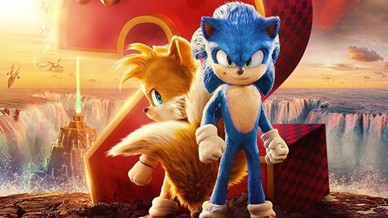 Tails i Sonic na plakacie filmu Sonic 2: Szybki jak błyskawica