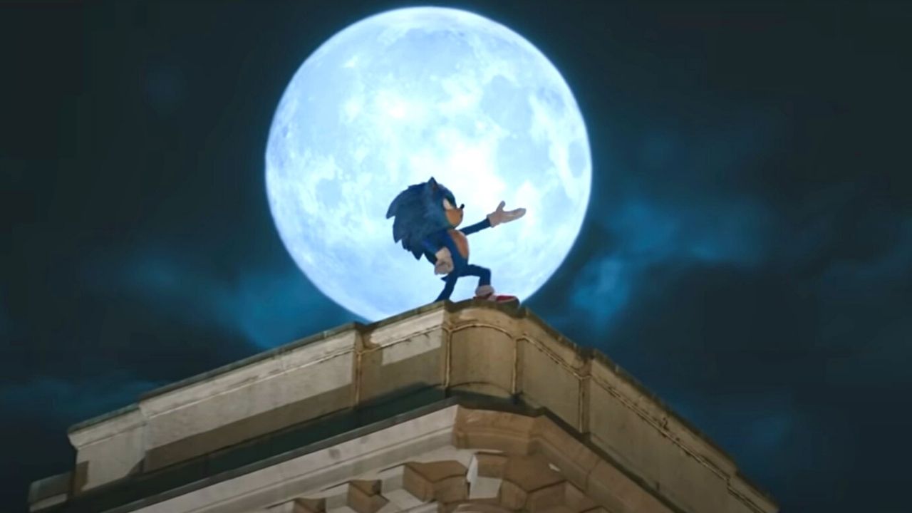 Sonic udaje Batmana na tle Księżyca