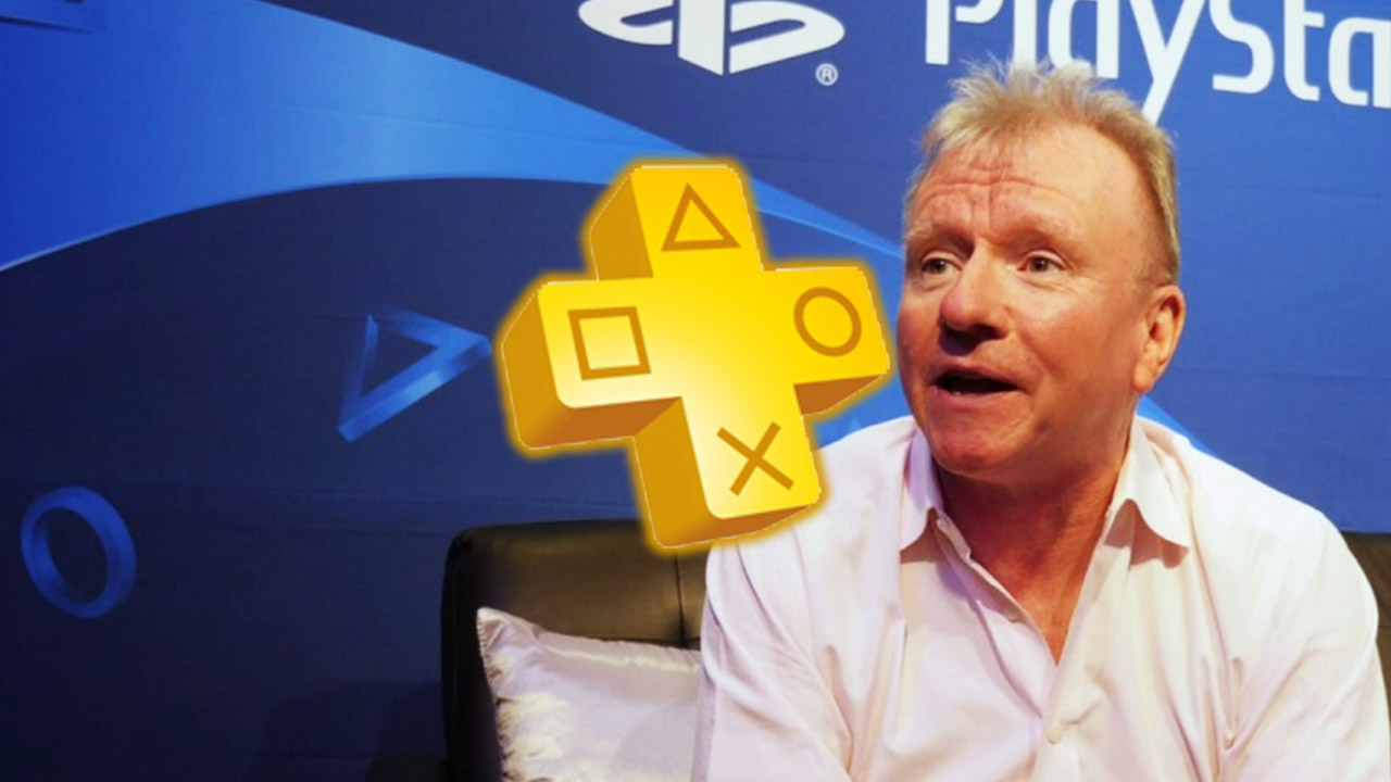 Logo PS Plus i szef PlayStation Jim Ryan